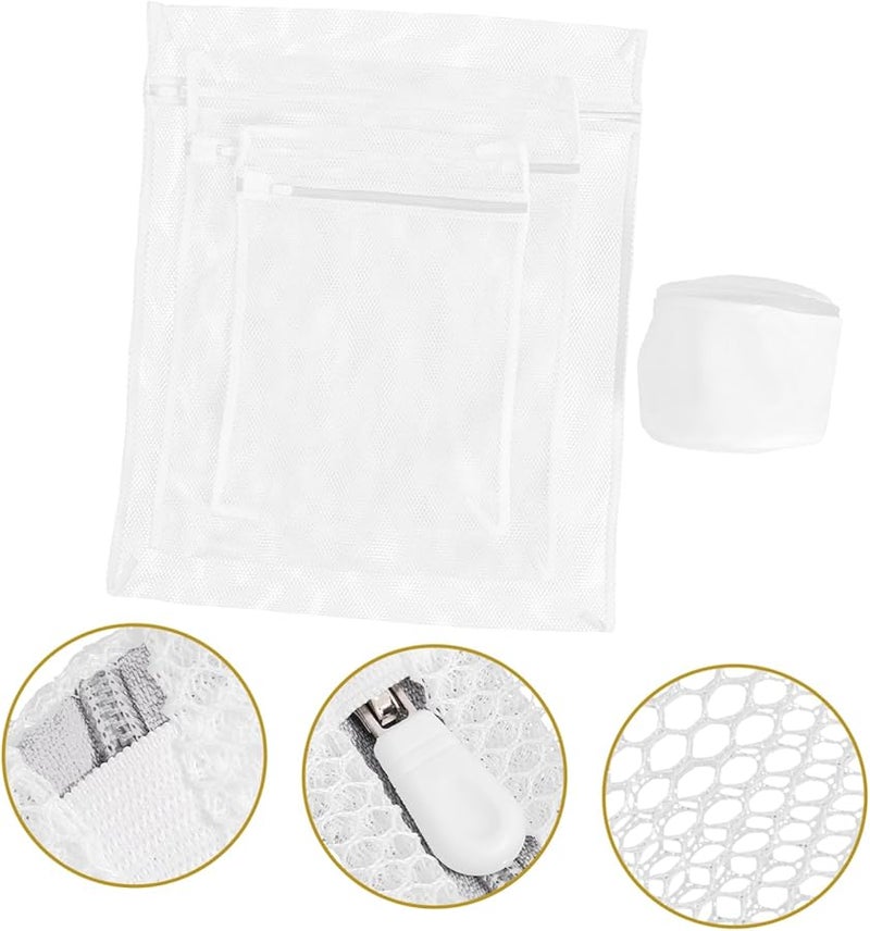 4Pcs White Mesh Laundry Bags Zippered for Delicates Bras Optimal Cleaning Storage - Image 3